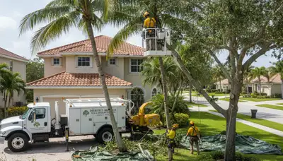 Residential tree removal and trimming service in Deerfield Beach, FL by Fort Lauderdale arborist crew