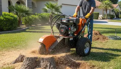Professional stump grinding service removing tree stumps in Hollywood near Fort Lauderdale, FL