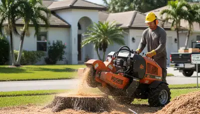Professional stump grinding removing tree stumps in Pompano Beach, FL by Fort Lauderdale tree service experts