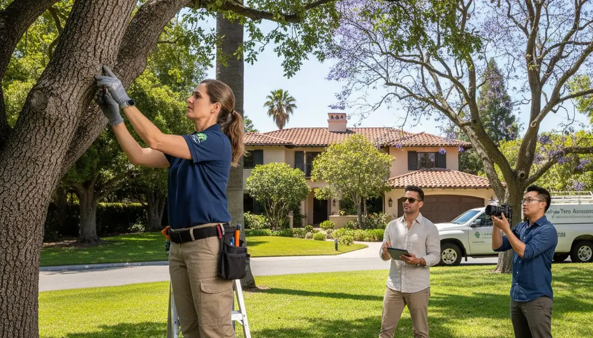 Certified arborist performing tree health assessment for Hollywood homeowners in Fort Lauderdale, FL