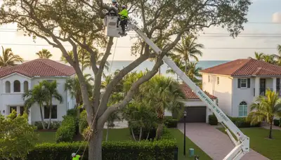 Professional tree removal service in Fort Lauderdale FL safely cutting and clearing large trees