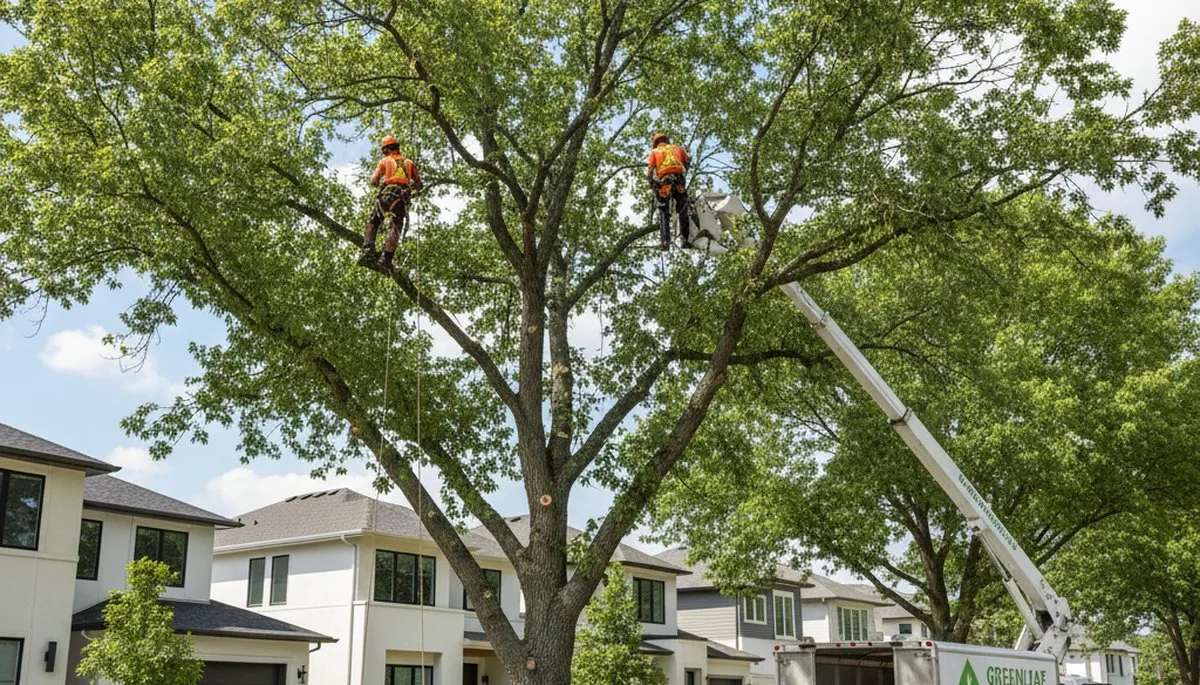 Arborists trimming palm trees in Fort Lauderdale FL for hurricane prep and coastal tree maintenance