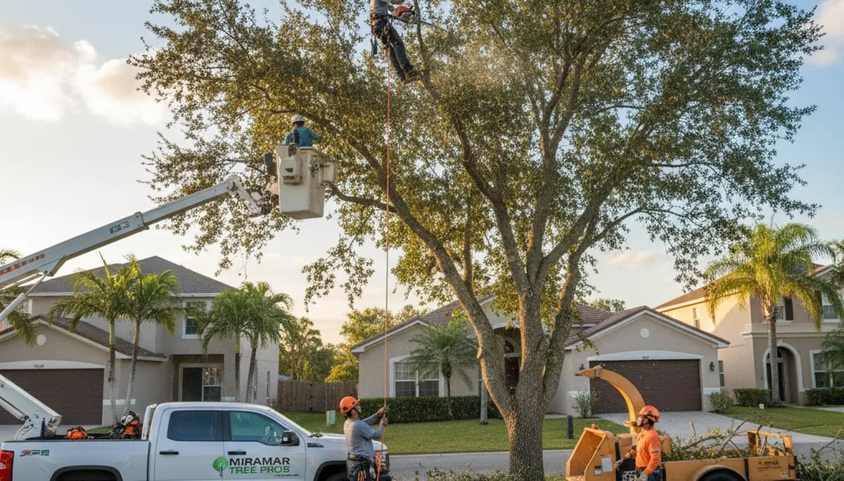 Professional tree removal service in Fort Lauderdale FL safely cutting and clearing large trees