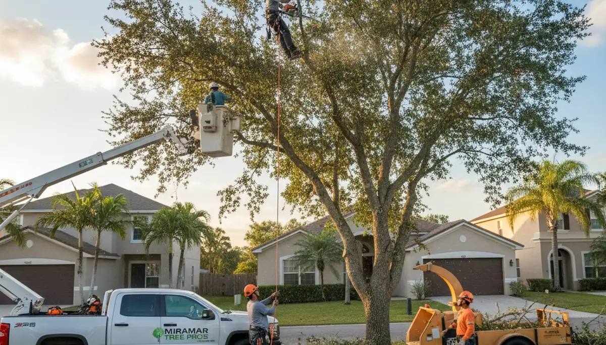 Professional tree removal service in Fort Lauderdale FL safely cutting and clearing large trees