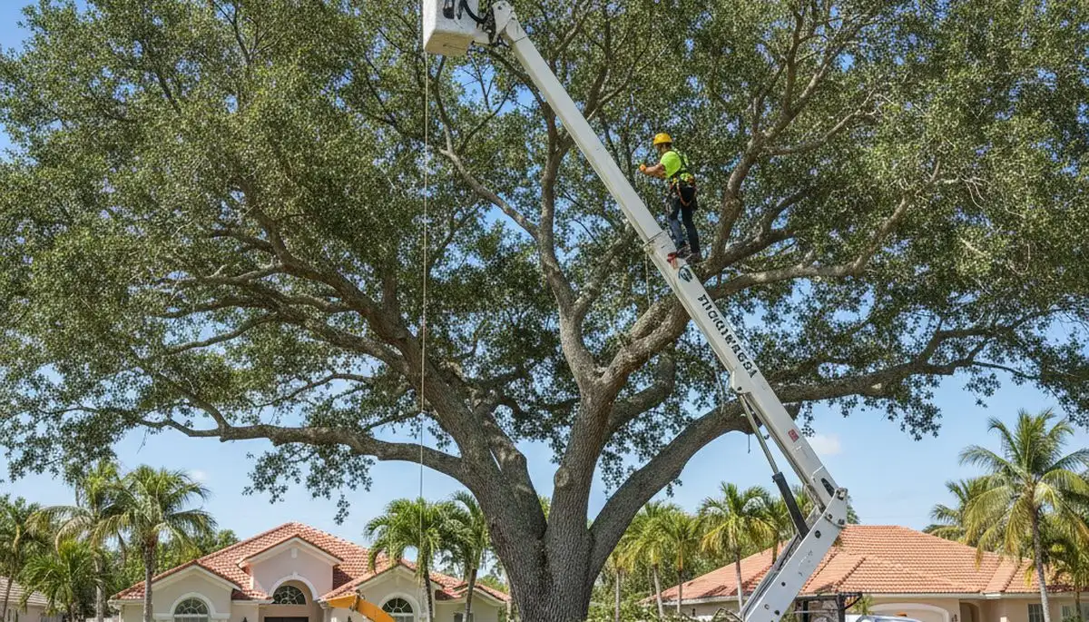Professional tree removal service in Fort Lauderdale FL safely cutting and clearing large trees